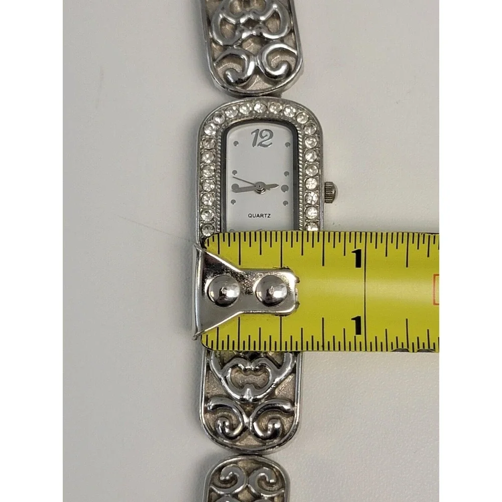 Allude Ladies Gemmed Quartz Watch 22mm Oval Silver‎ Tone Metal Heart Link